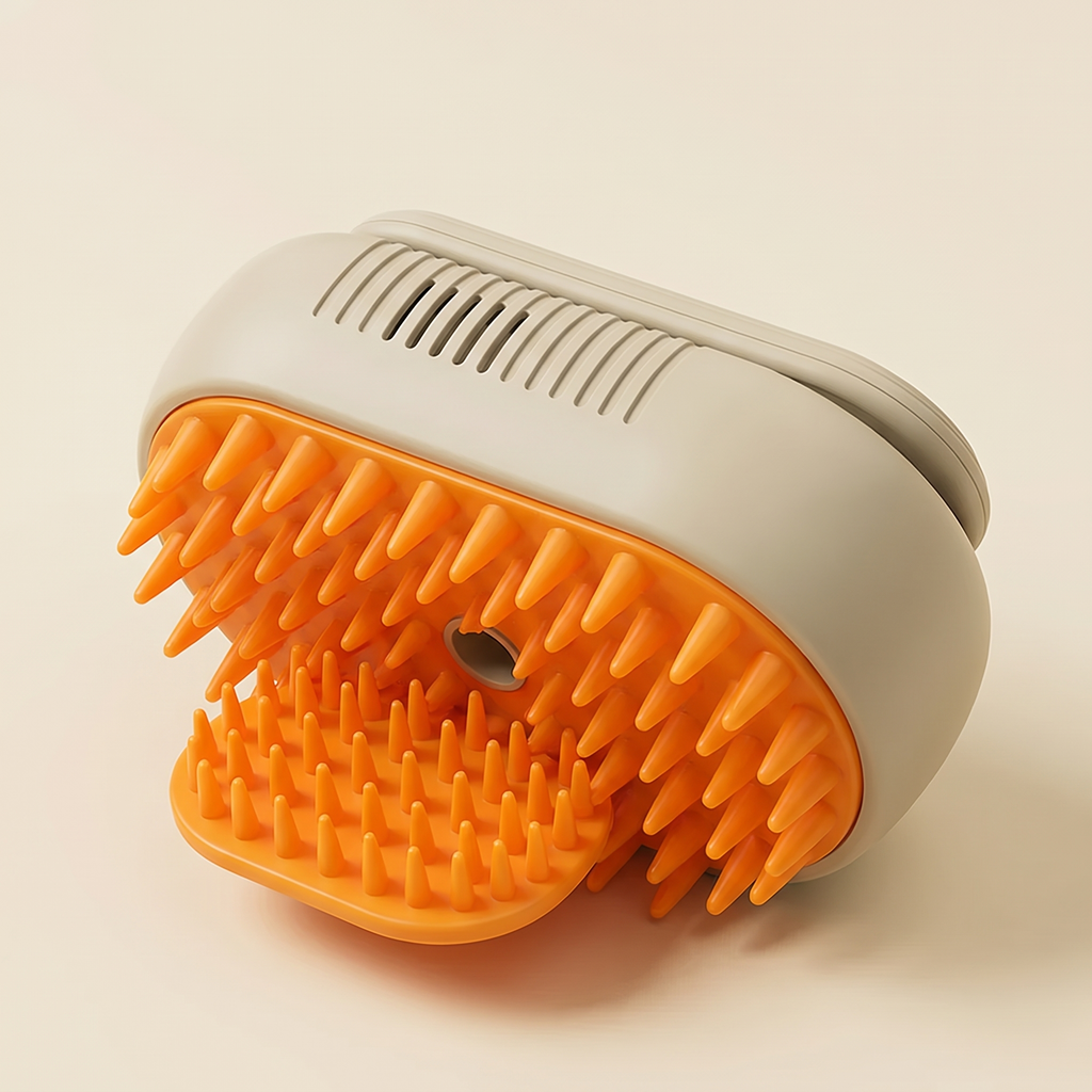 Dettaglio setole in silicone e vapore della spazzola 3in1