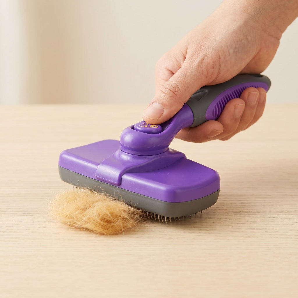 Pulsante autopulente che rilascia il pelo raccolto